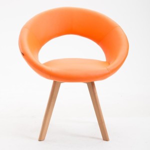 Silla de Confidente BACH, en Madera color Haya y Piel Negra