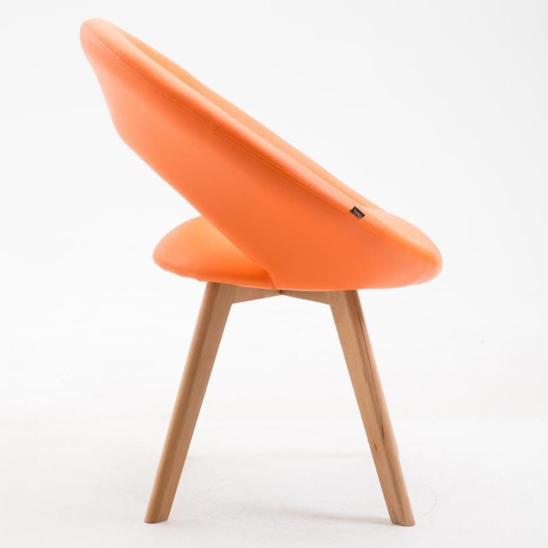 Silla de Confidente BACH, en Madera color Haya y Piel Negra