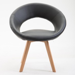 Silla de Confidente BACH, en Madera color Haya y Piel Negra