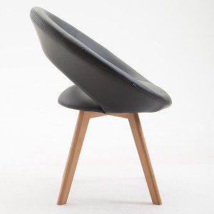 Silla de Confidente BACH, en Madera color Haya y Piel Negra