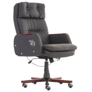 Sillón de oficina TAMPA, gran acolchado, reclinable, piel color negro