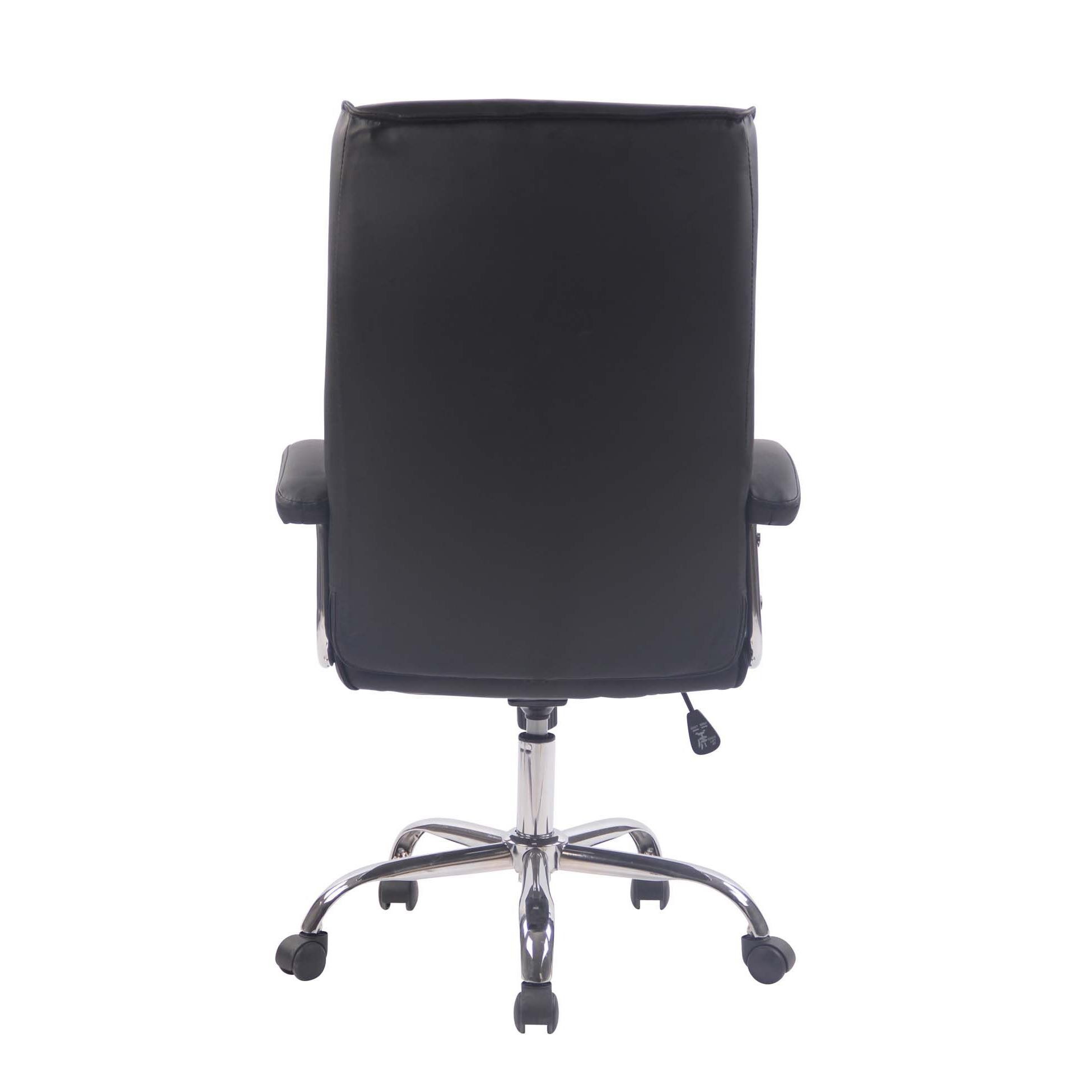 Silla de Oficina CALESTY, Base Metálica, Grueso Acolchado, en Piel color Negro