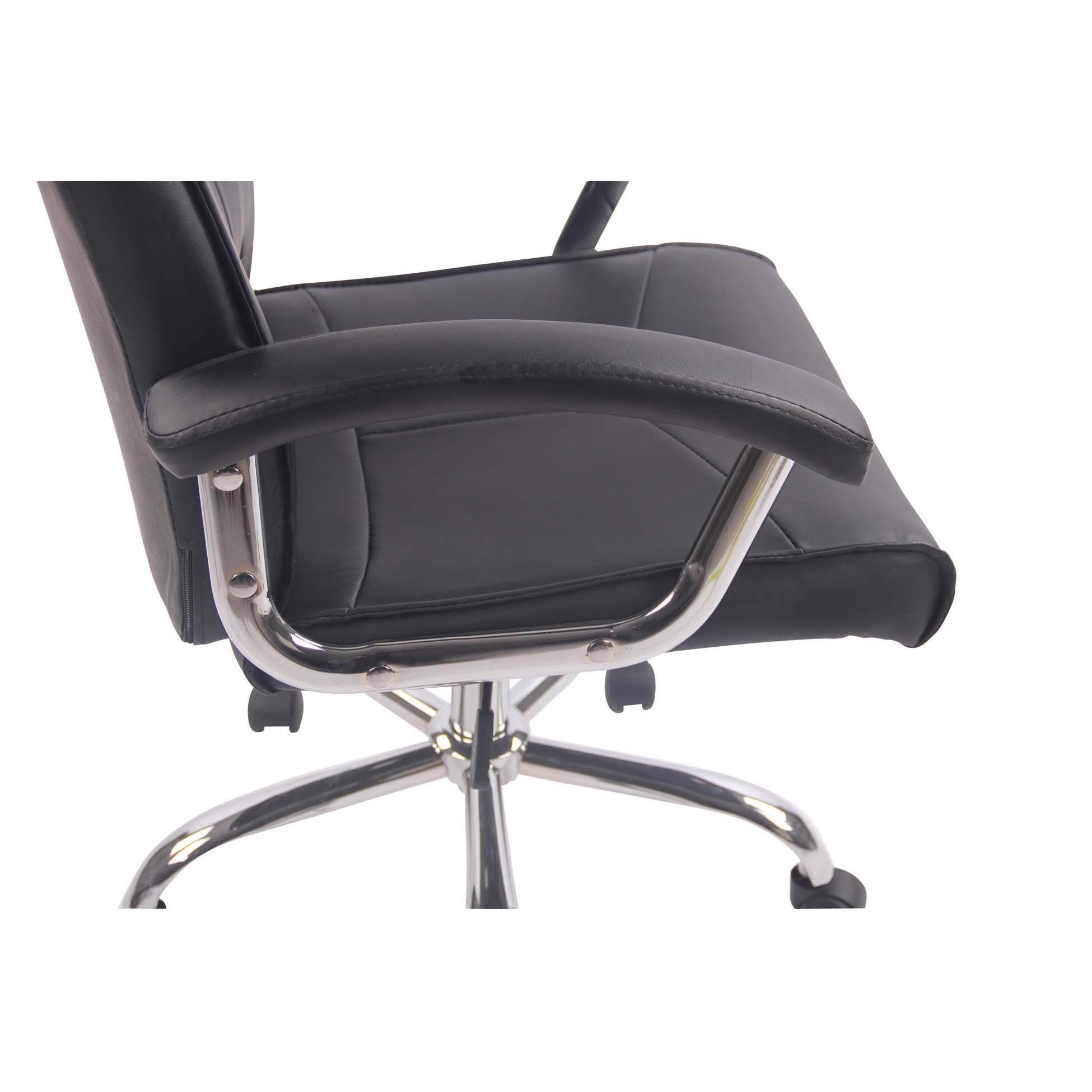 Silla de Oficina CALESTY, Base Metálica, Grueso Acolchado, en Piel color Negro