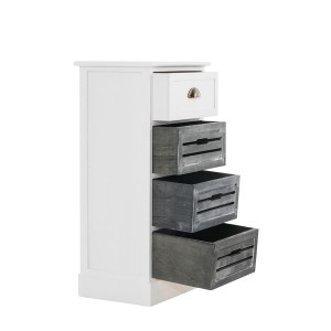 Cajonera SHABBY, 4 cajones, color Blanco y Gris