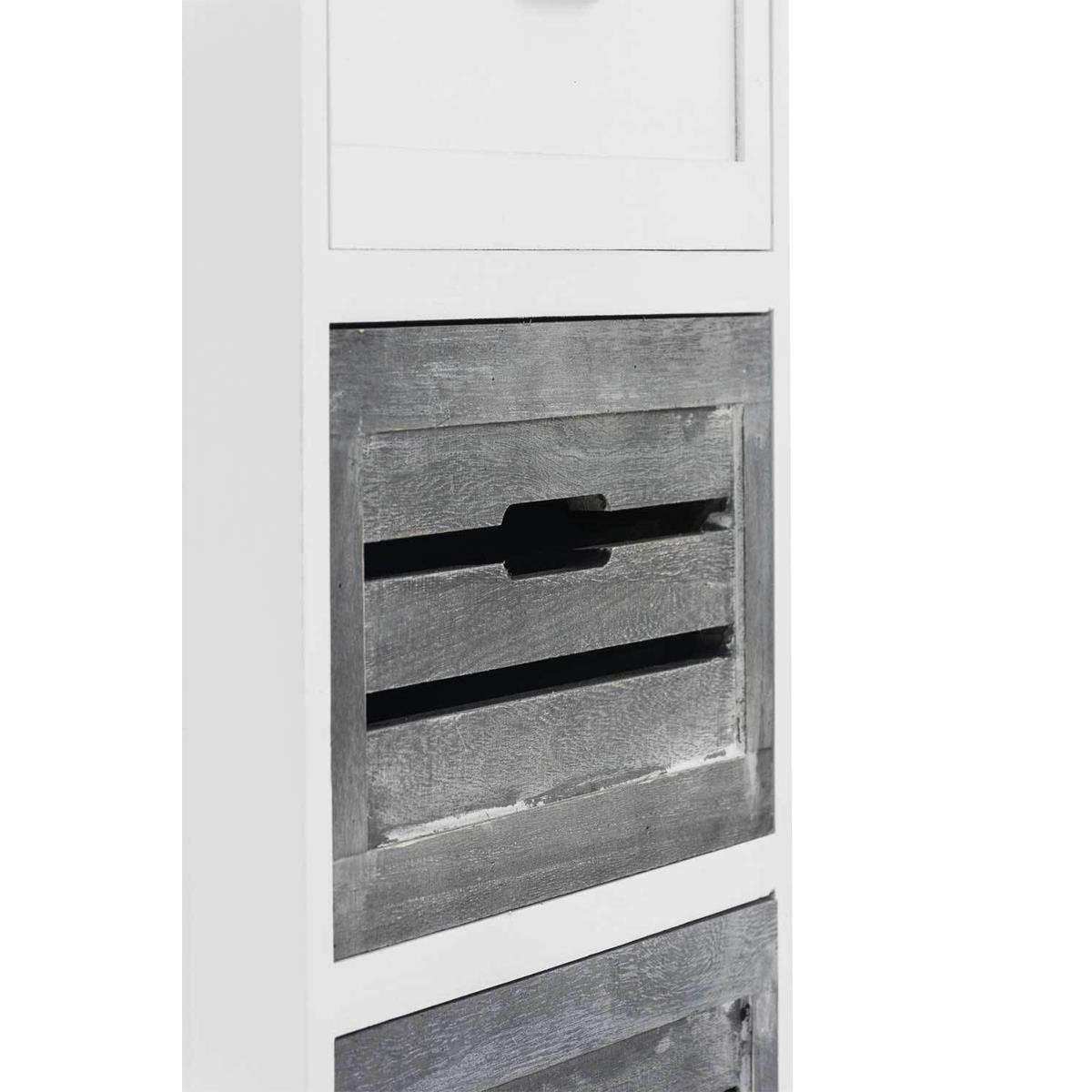 Cajonera SHABBY, 4 cajones, 78x40x30 cm, en Madera color Blanco y Gris