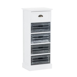 Cajonera SHABBY, 5 cajones, color Blanco y Gris