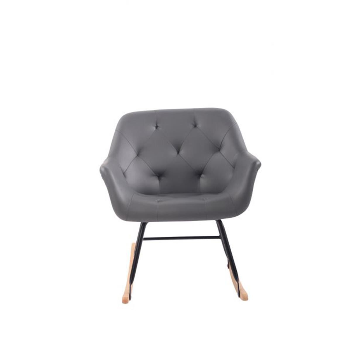 Mecedora DANDY PIEL, Estructura de Metal y Madera, color Negro