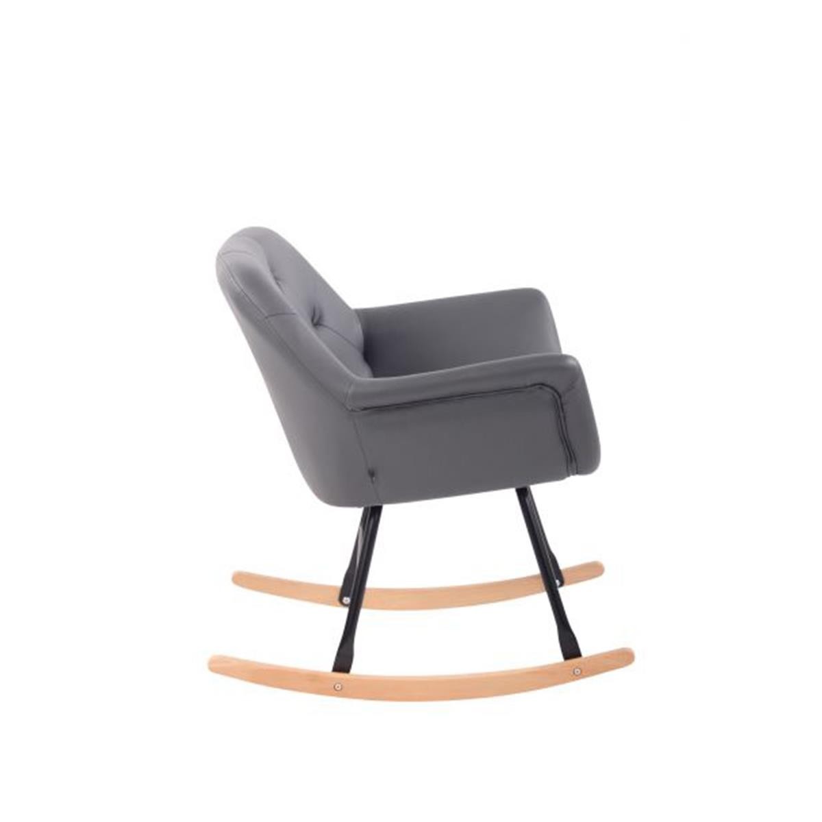 Mecedora DANDY PIEL, Estructura de Metal y Madera, color Negro