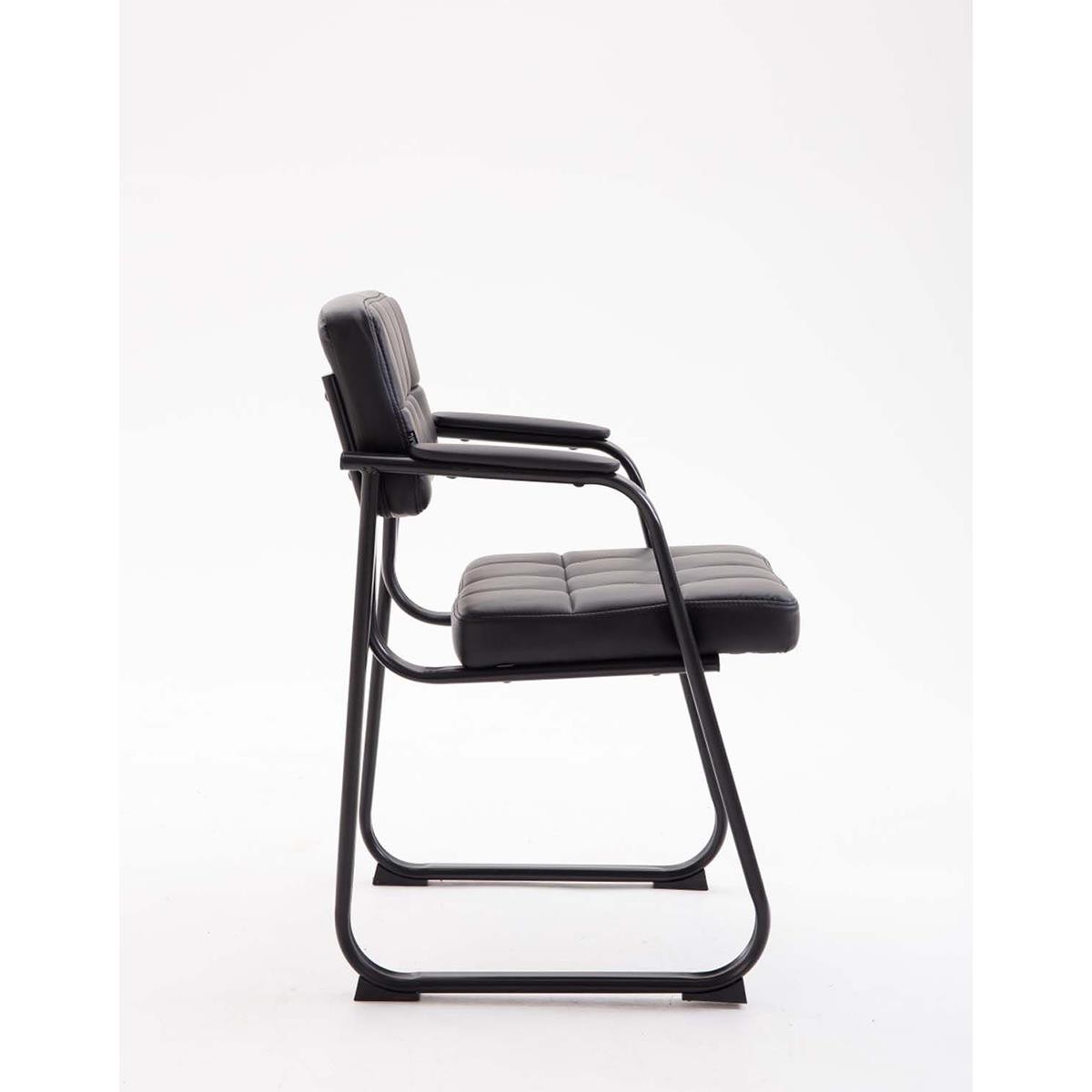 Silla de Confidente OSLO PIEL, Reposabrazos, Estructura Metálica, en Negro