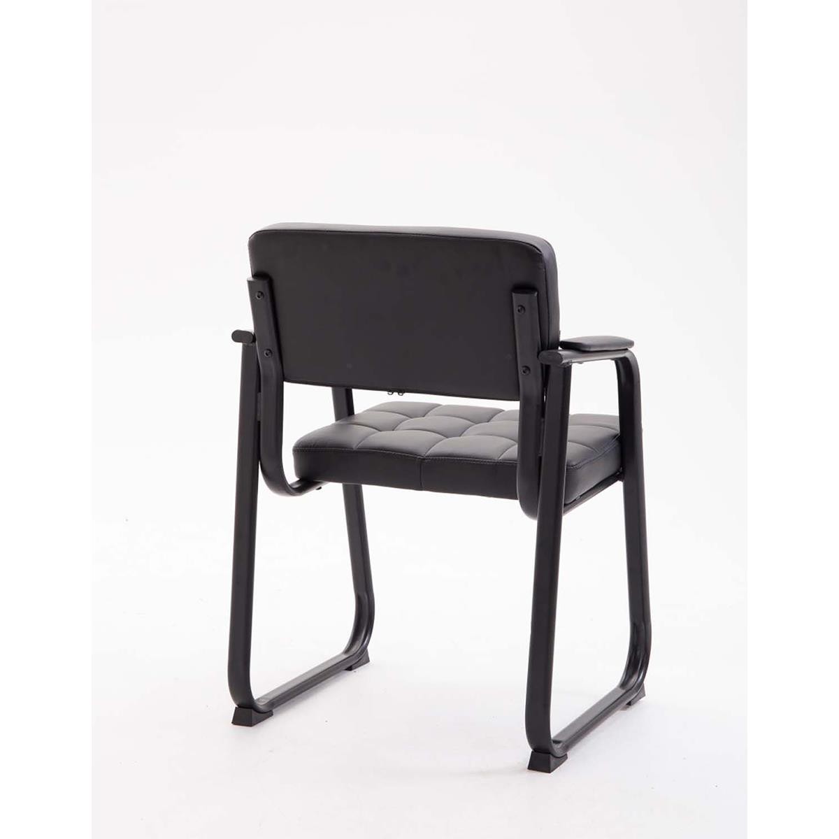 Silla de Confidente OSLO PIEL, Reposabrazos, Estructura Metálica, en Negro