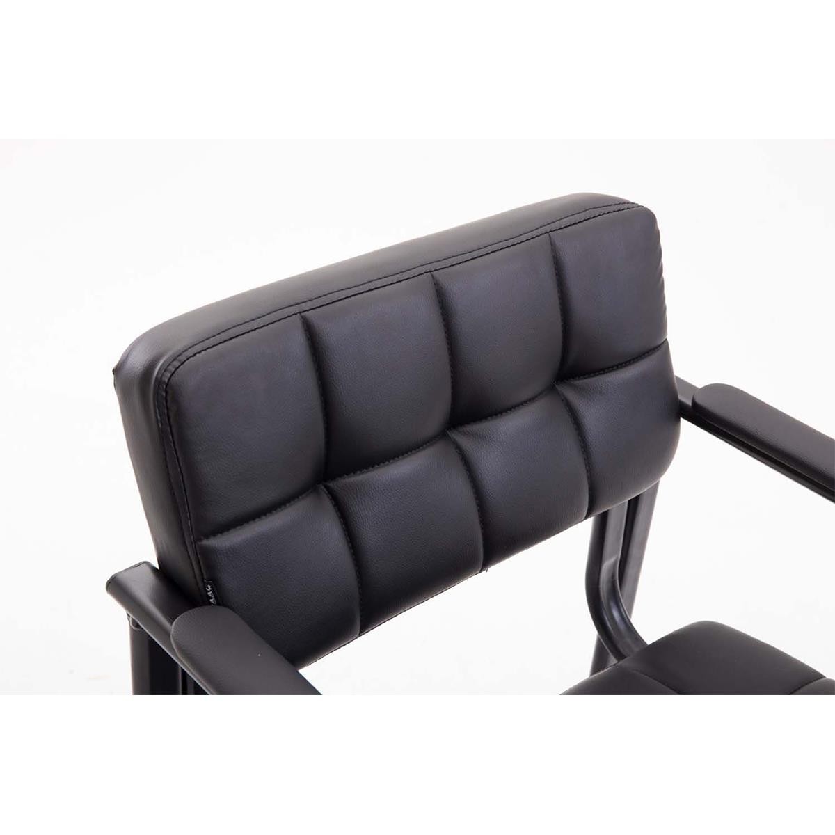 Silla de Confidente OSLO PIEL, Reposabrazos, Estructura Metálica, en Negro