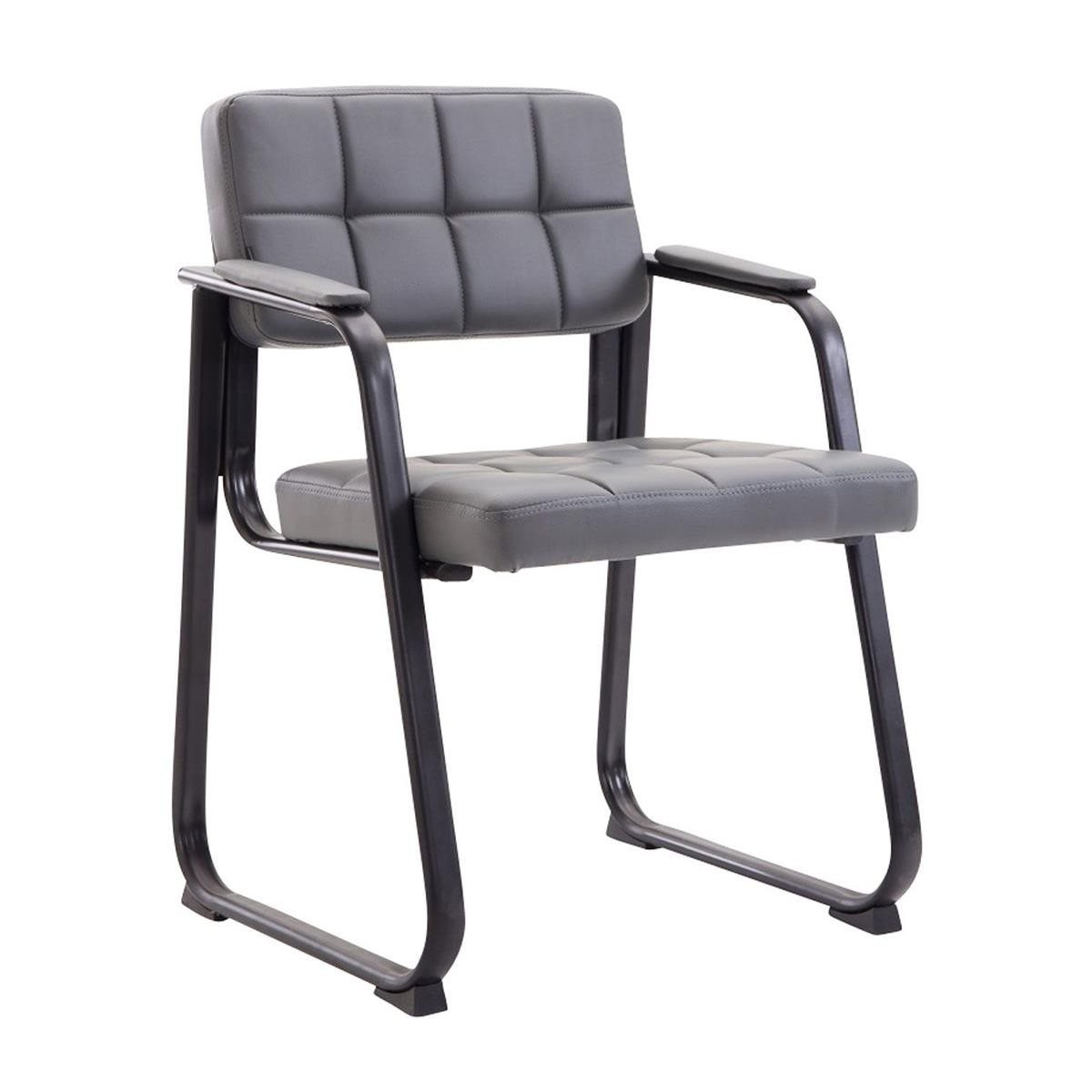 Silla de Confidente OSLO PIEL, Reposabrazos, Estructura Metálica, en Negro