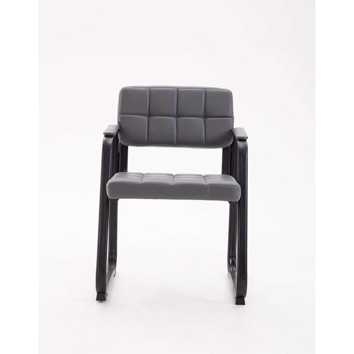 Silla de Confidente OSLO PIEL, Reposabrazos, Estructura Metálica, en Negro