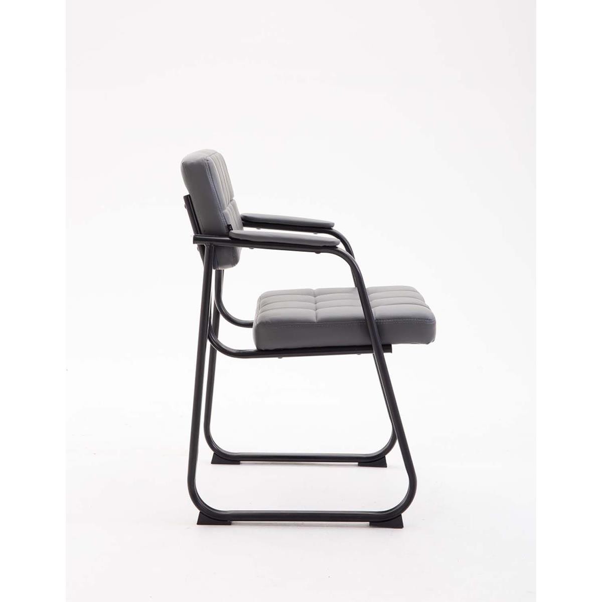 Silla de Confidente OSLO PIEL, Reposabrazos, Estructura Metálica, en Negro