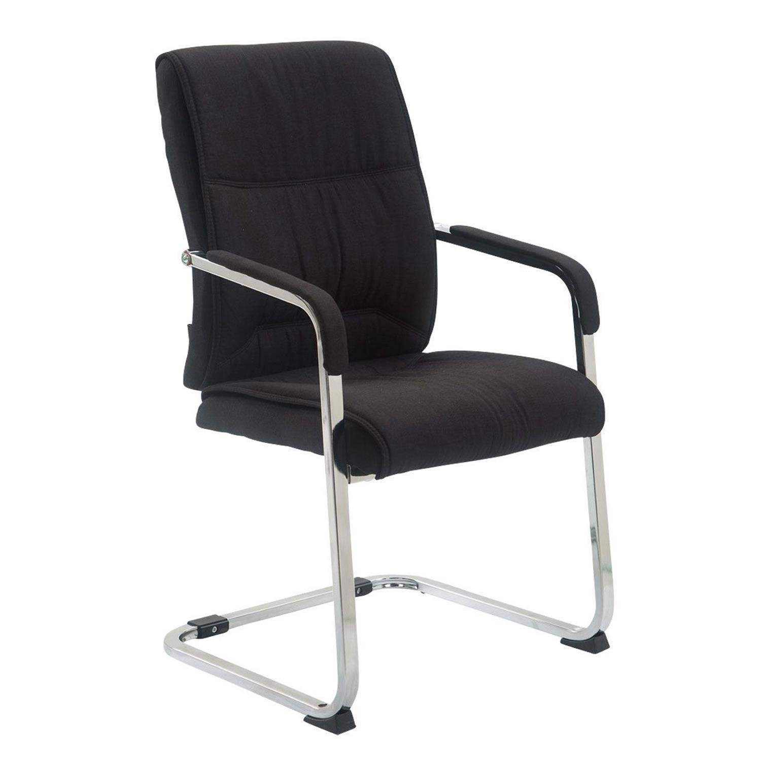 Silla de Confidente MAEL, Estructura Metálica, Gran Acolchado en Tela color Negro