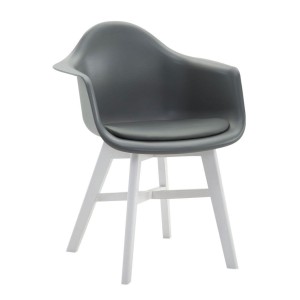 Silla de Confidente ROMAN, Patas Blancas, Piel Negra