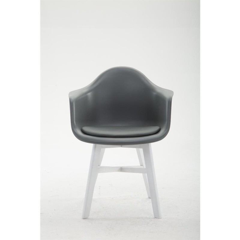 Silla de Confidente ROMAN, Patas Blancas, Piel Negra