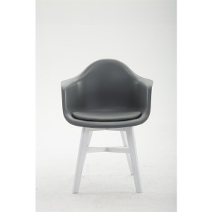 Silla de Confidente ROMAN, Patas Blancas, Piel Negra