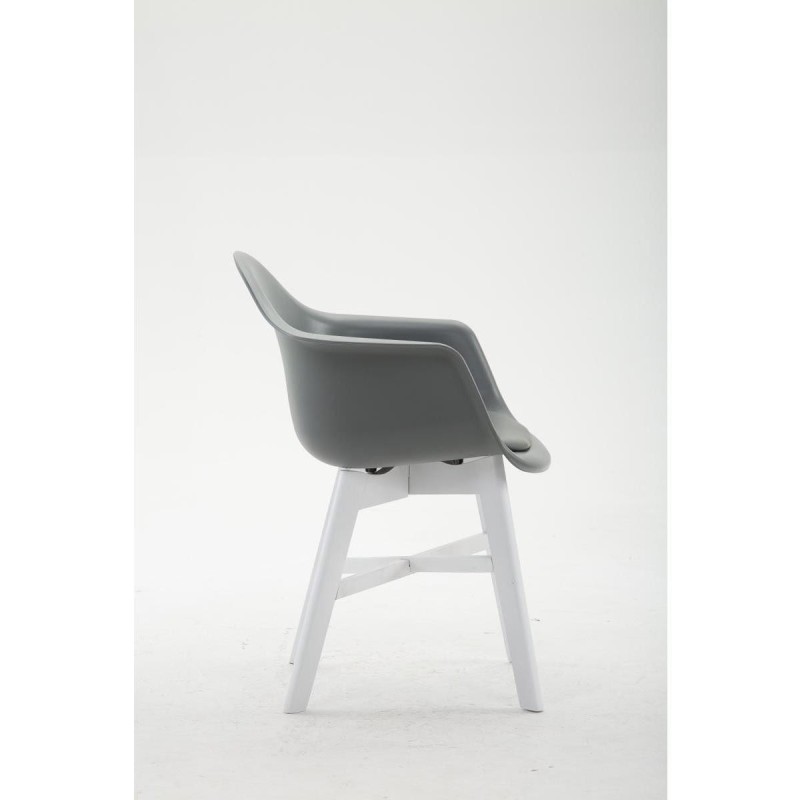 Silla de Confidente ROMAN, Patas Blancas, Piel Negra