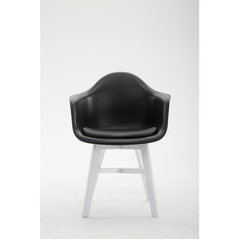 Silla de Confidente ROMAN, Patas Blancas, Piel Negra