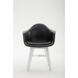 Silla de Confidente ROMAN, Patas Blancas, Piel Negra
