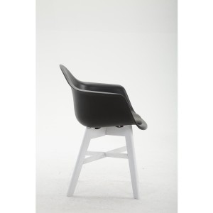 Silla de Confidente ROMAN, Patas Blancas, Piel Negra