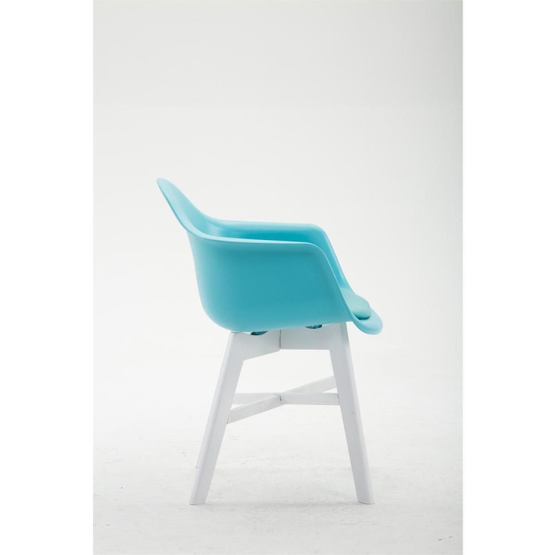 Silla de Confidente ROMAN, Patas Blancas, Piel Negra