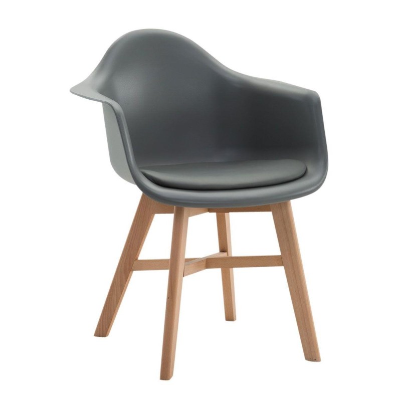Silla de Confidente ROMAN, Patas Claras, Piel Negra