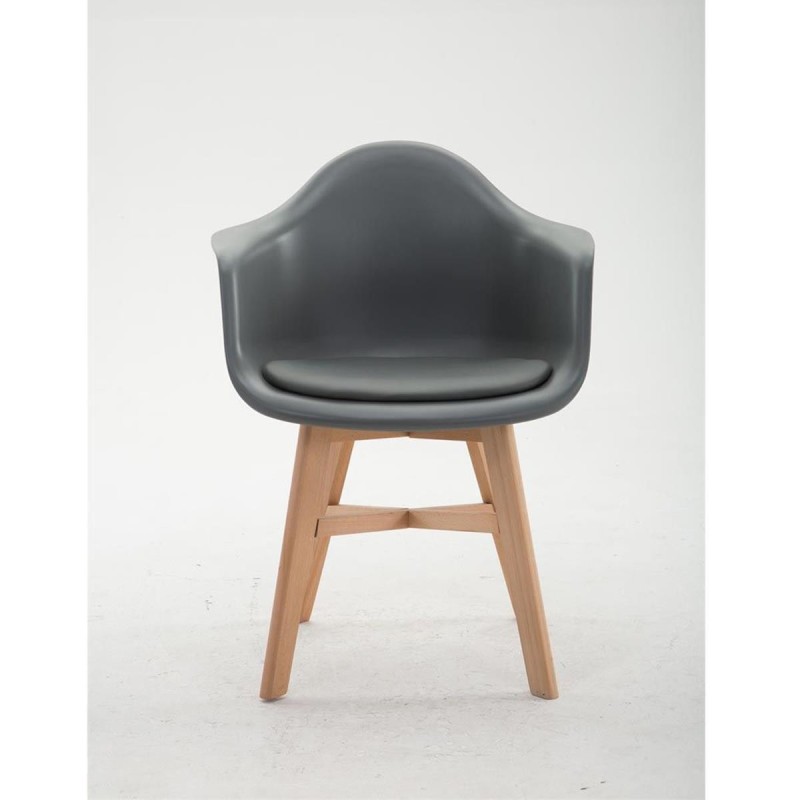 Silla de Confidente ROMAN, Patas Claras, Piel Negra