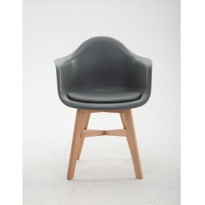 Silla de Confidente ROMAN, Patas Claras, Piel Negra