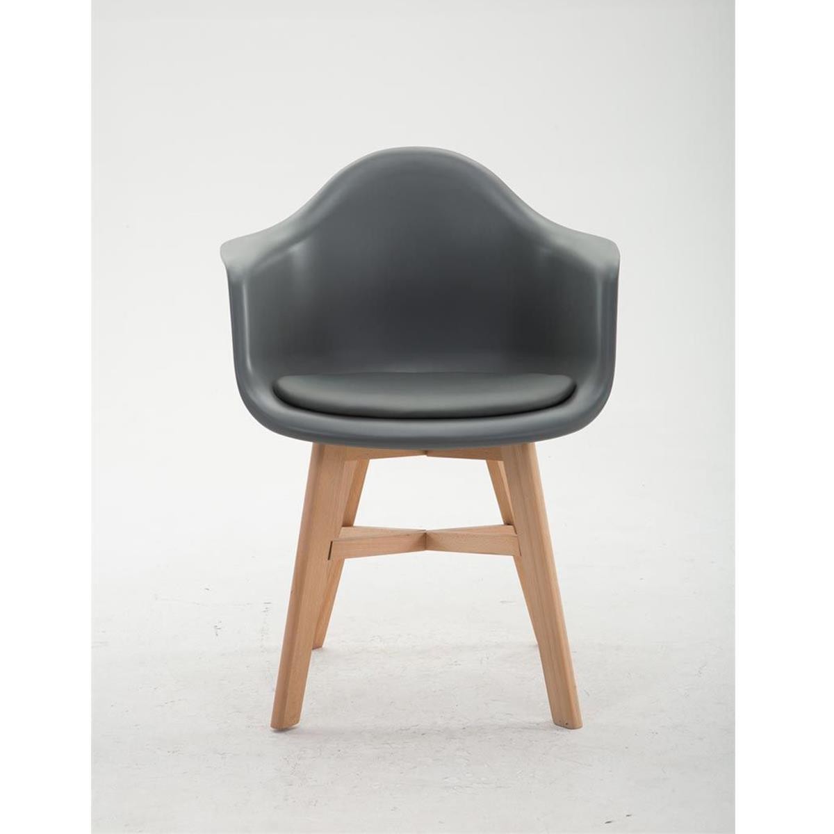 Silla de Confidente ROMAN, Patas Claras, Estructura en Plástico y Piel Negra
