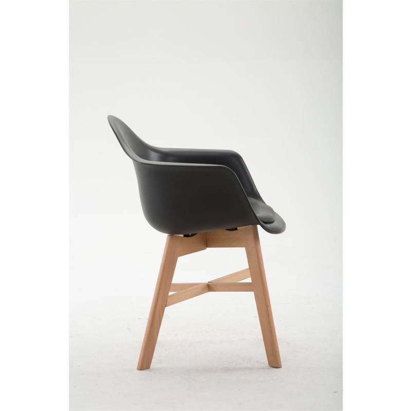 Silla de Confidente ROMAN, Patas Claras, Piel Negra