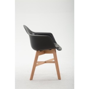 Silla de Confidente ROMAN, Patas Claras, Piel Negra
