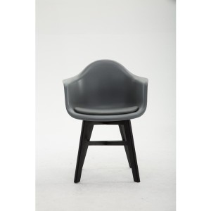 Silla de Confidente ROMAN, Patas Negras, Piel Negra