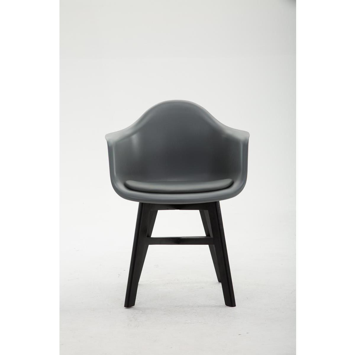 Silla de Confidente ROMAN, Patas Negras, Estructura en Plástico y Piel Negra