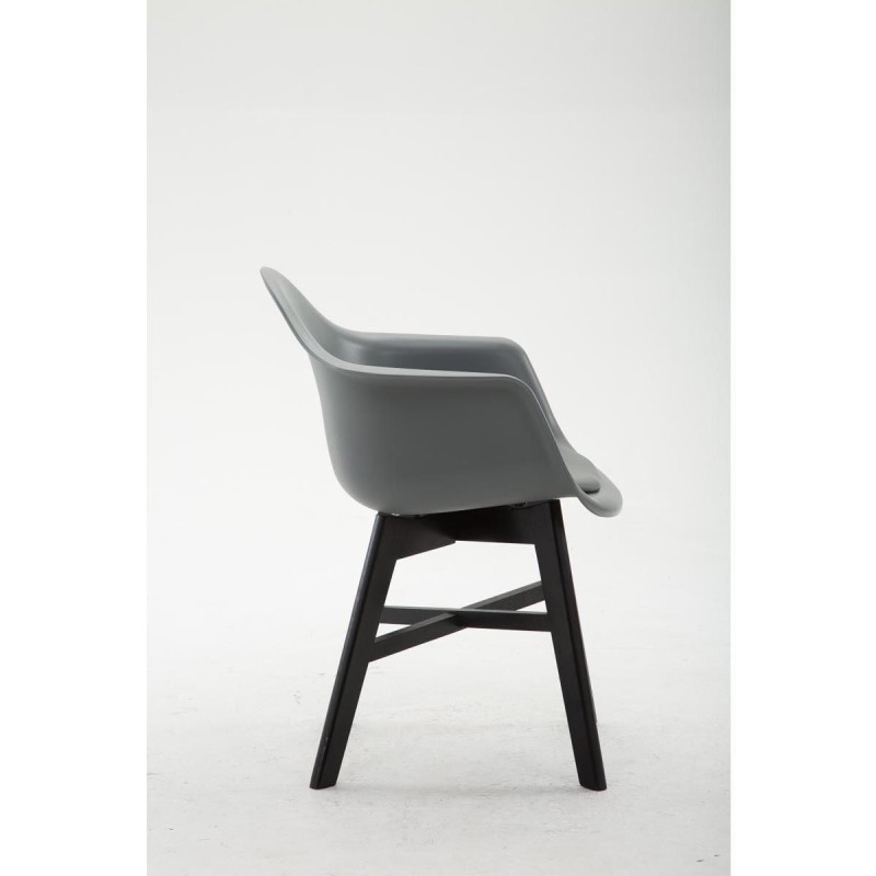 Silla de Confidente ROMAN, Patas Negras, Piel Negra