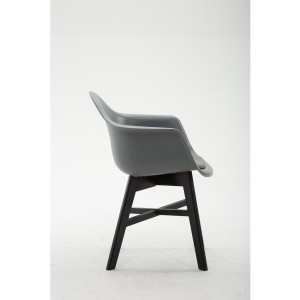 Silla de Confidente ROMAN, Patas Negras, Piel Negra