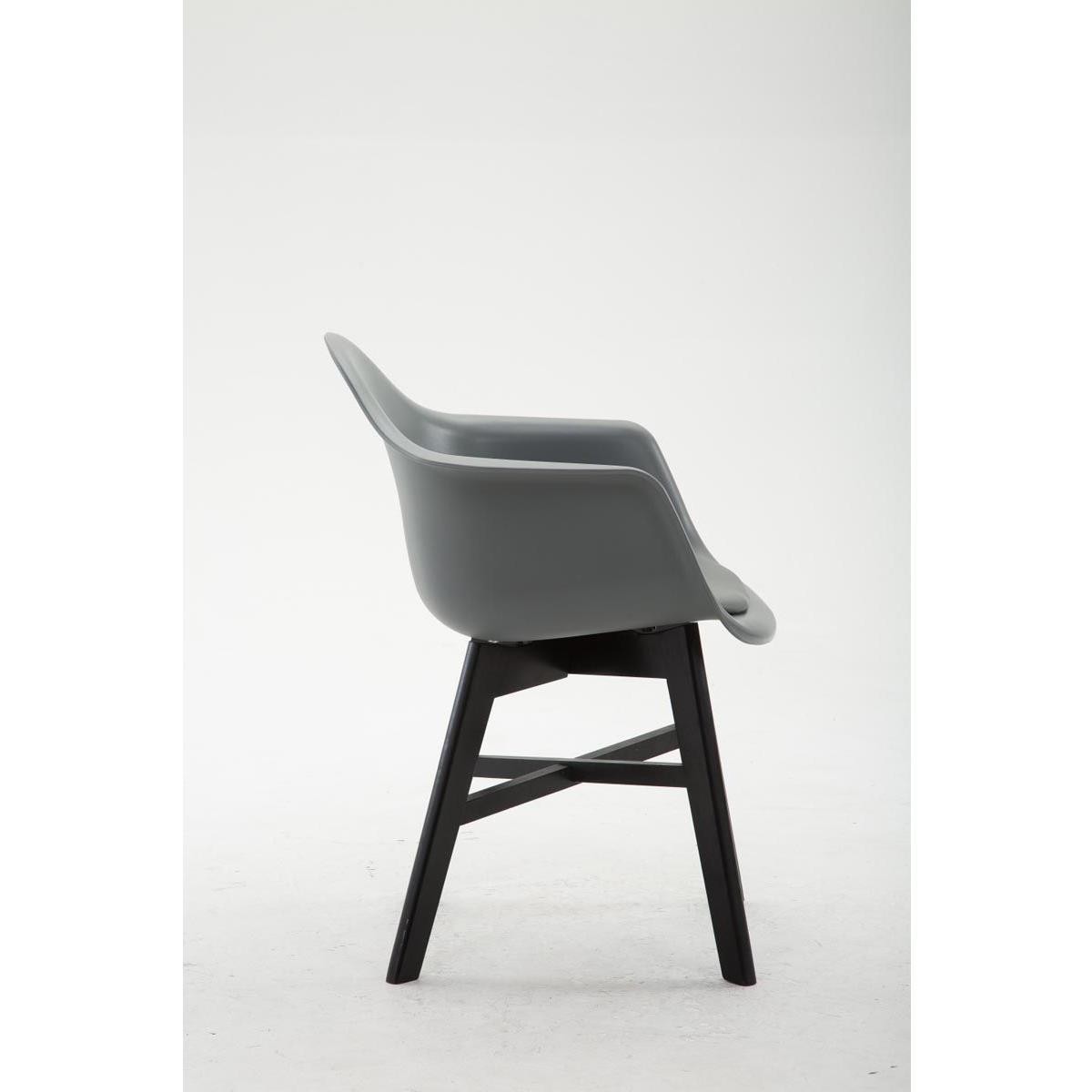 Silla de Confidente ROMAN, Patas Negras, Estructura en Plástico y Piel Negra