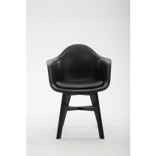Silla de Confidente ROMAN, Patas Negras, Piel Negra 2