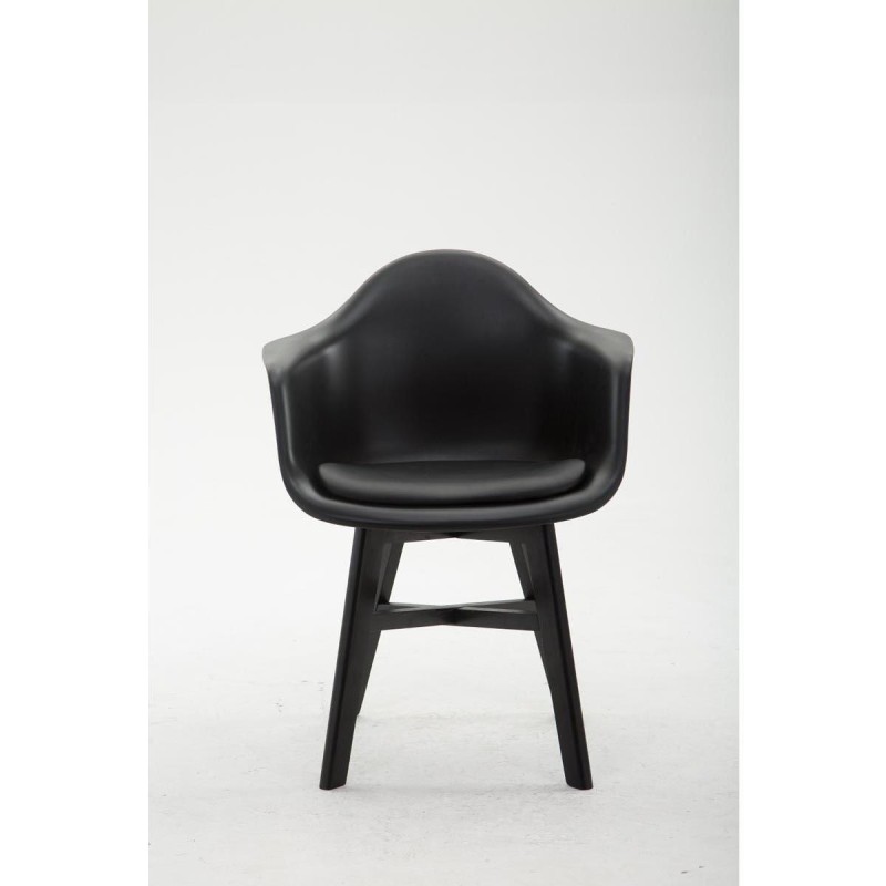 Silla de Confidente ROMAN, Patas Negras, Piel Negra