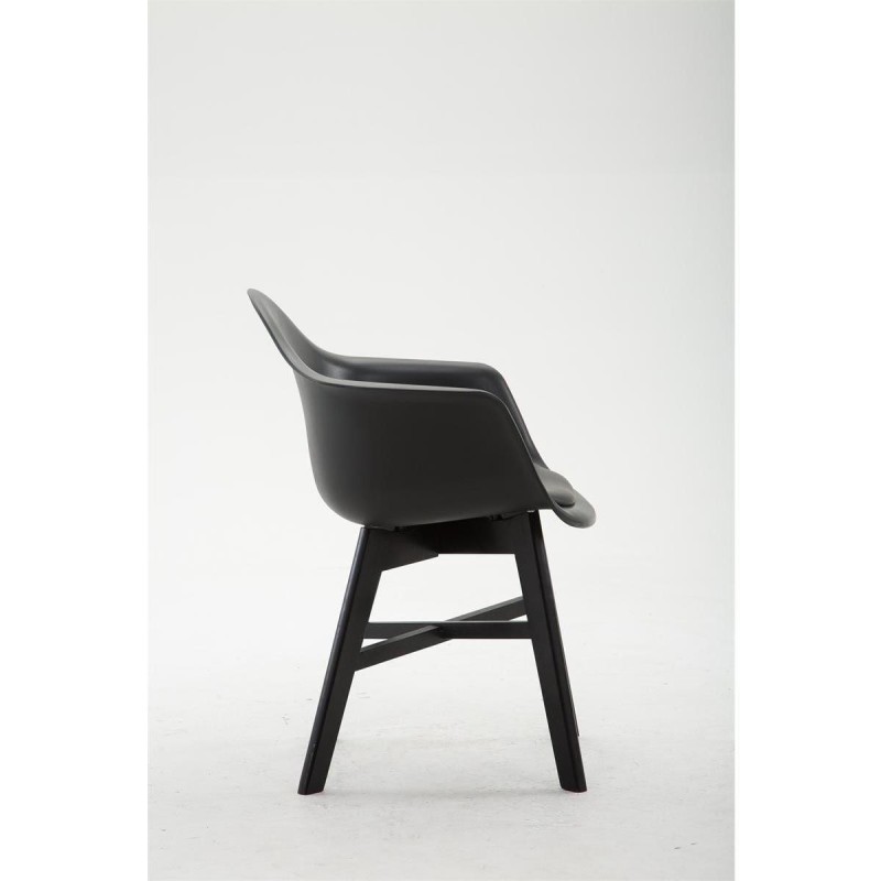 Silla de Confidente ROMAN, Patas Negras, Piel Negra