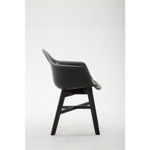 Silla de Confidente ROMAN, Patas Negras, Piel Negra