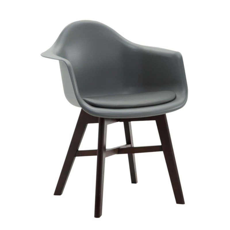 Silla de Confidente ROMAN, Patas Oscuras, Piel Negra