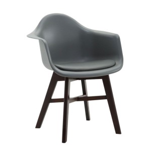 Silla de Confidente ROMAN, Patas Oscuras, Piel Negra