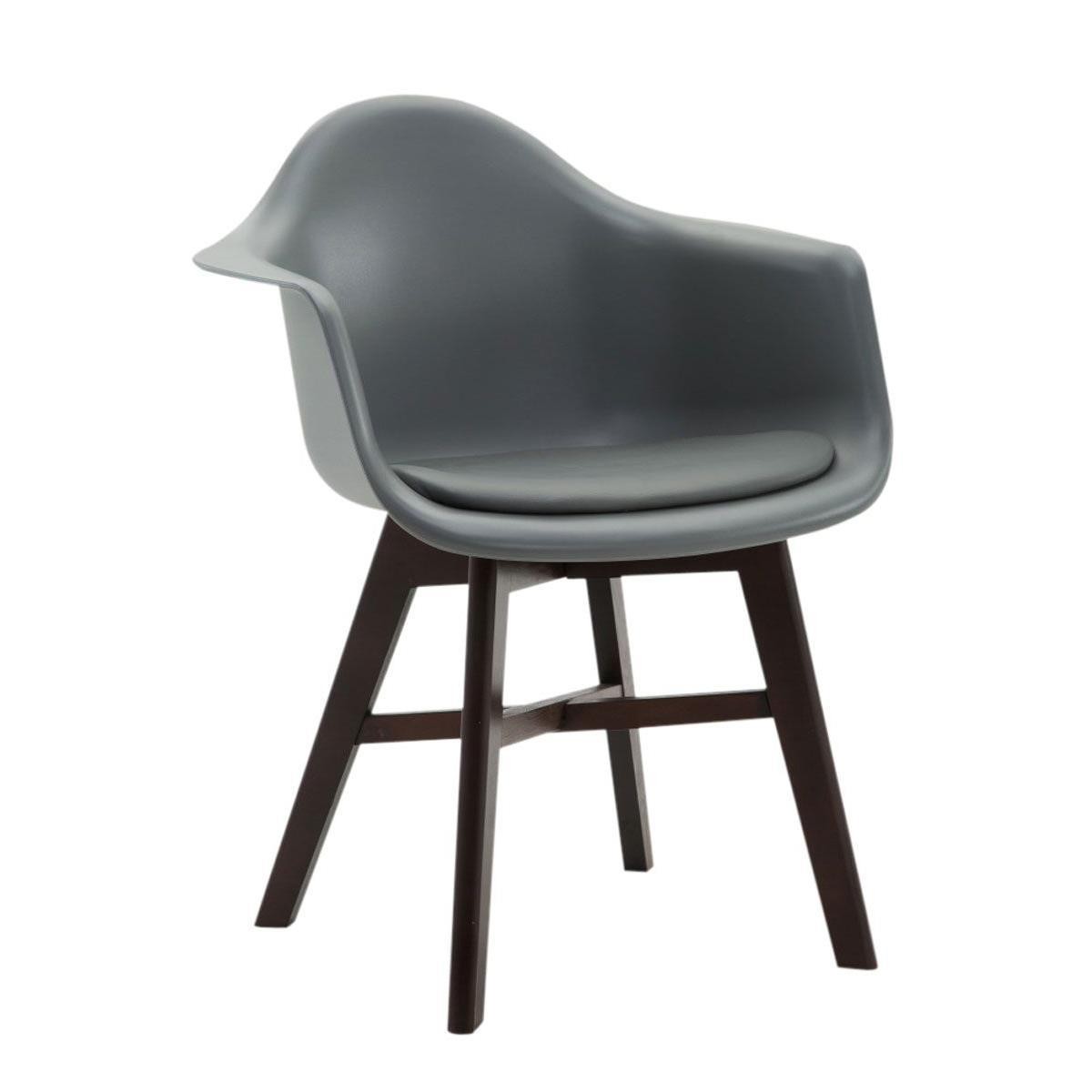 Silla de Confidente ROMAN, Patas Oscuras, Estructura en Plástico y Piel Negra