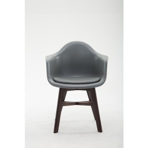 Silla de Confidente ROMAN, Patas Oscuras, Piel Negra