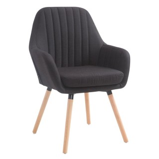 Silla de Confidente SERENA, Patas de Roble Claras, en Tela Negra