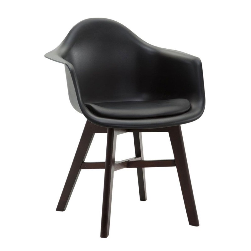 Silla de Confidente ROMAN, Patas Oscuras, Piel Negra