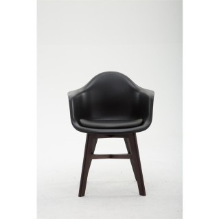 Silla de Confidente ROMAN, Patas Oscuras, Piel Negra 2