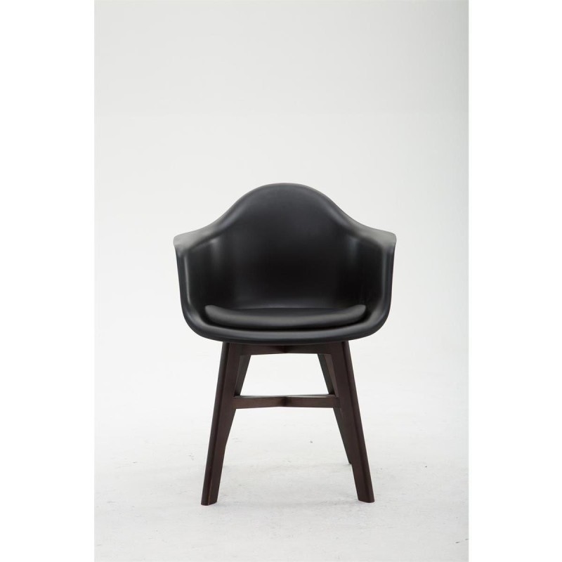 Silla de Confidente ROMAN, Patas Oscuras, Piel Negra